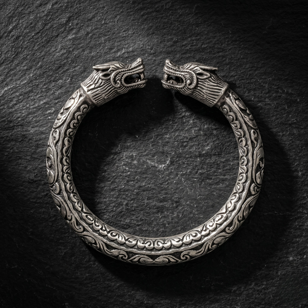 Rajwadi Dragon Head kada in 925 silver, Ruaab Exclusive
