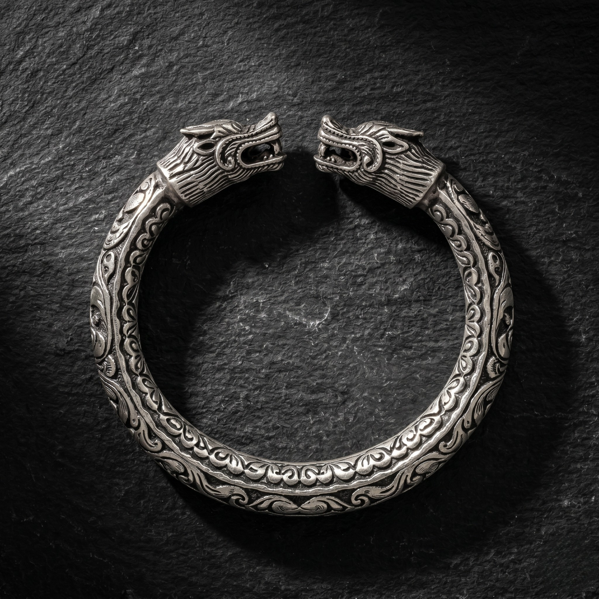 Rajwadi Dragon Head kada in 925 silver, Ruaab Exclusive