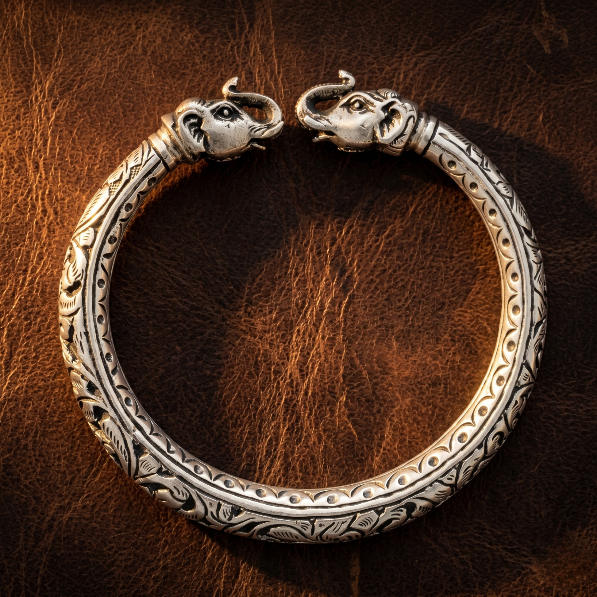 Rajwadi Elephant kada in 925 silver, Ruaab Exclusive