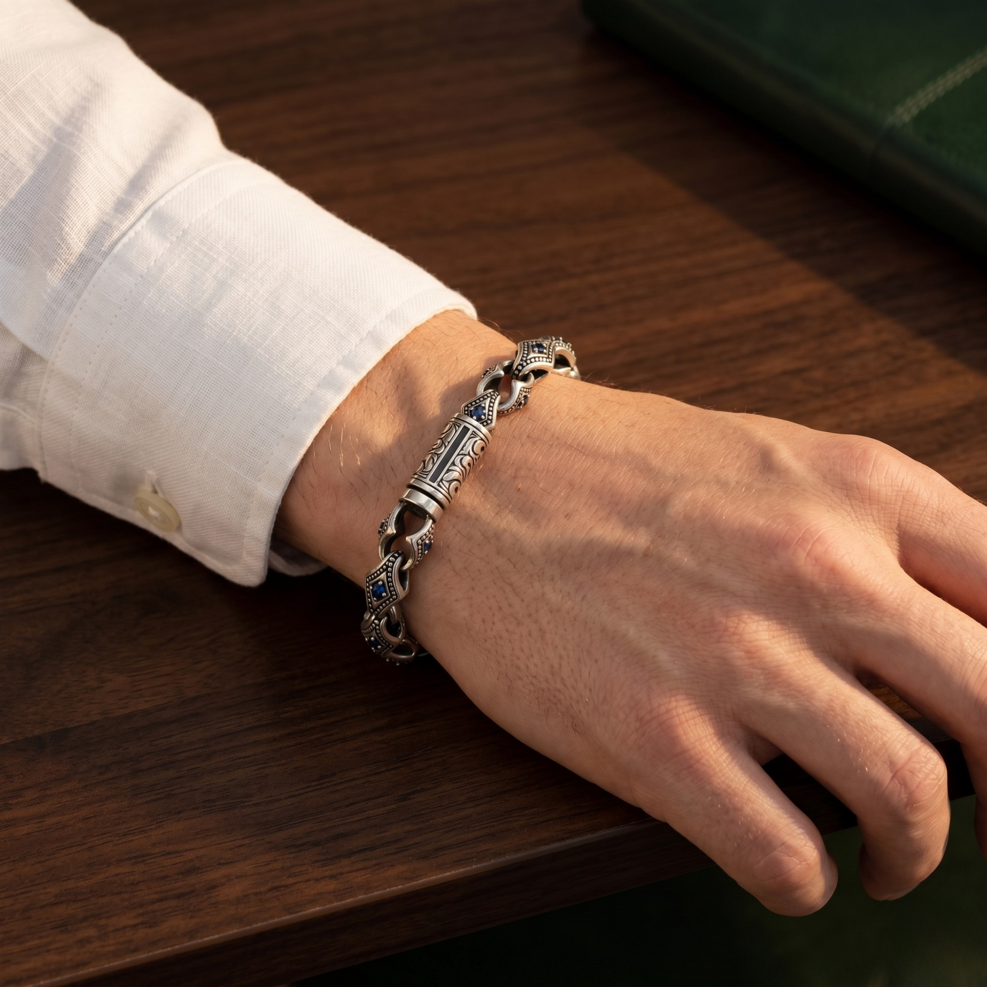 Royal Sapphire Link Bracelet | Imported | 925 Silver