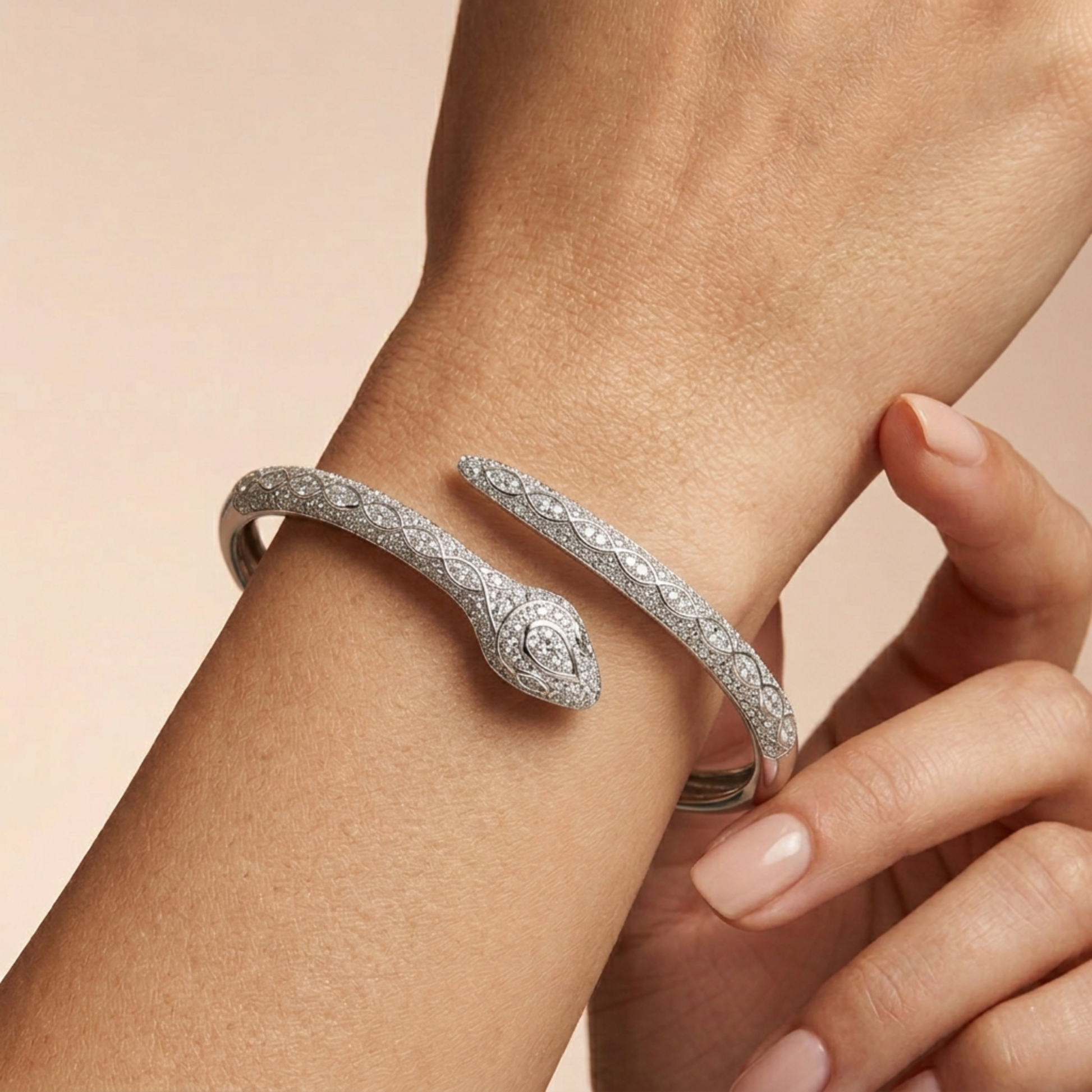 Serpent Grace kada in 925 silver