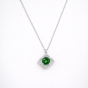 Emerald Luxe Halo Pendant – 925 Silver