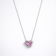 Amora Heart pendant in 925 silver, pink stone