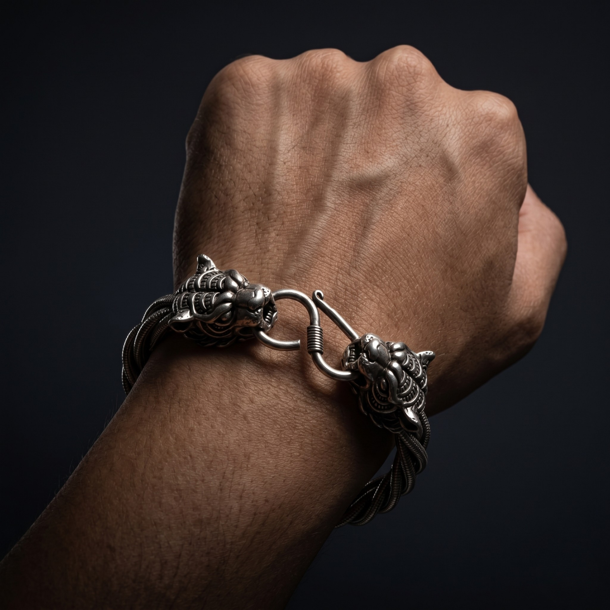 Tiger Sovereign silver bracelet in 925 silver, heavy bracelet
