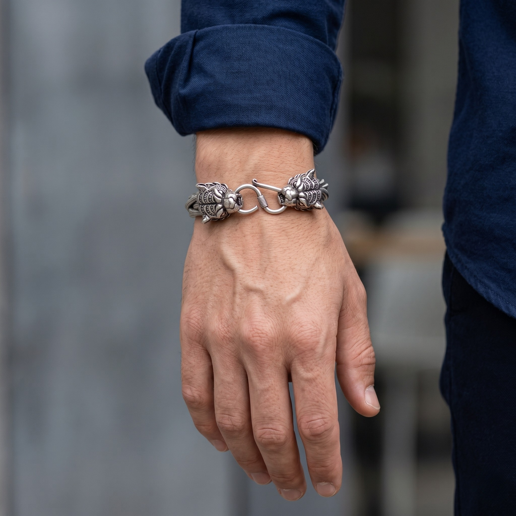 Tiger Sovereign silver bracelet in 925 silver, heavy bracelet