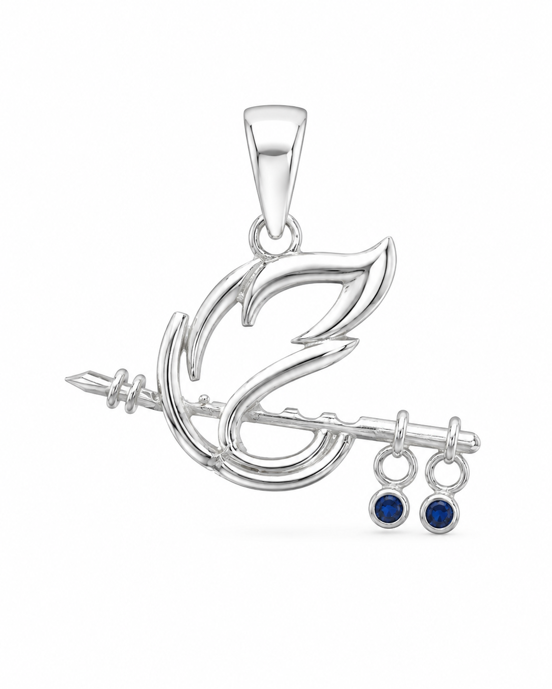 Trishul Peacock Feather Silver Pendant — 925 Sterling Silver | Charm Drops | Men & Women