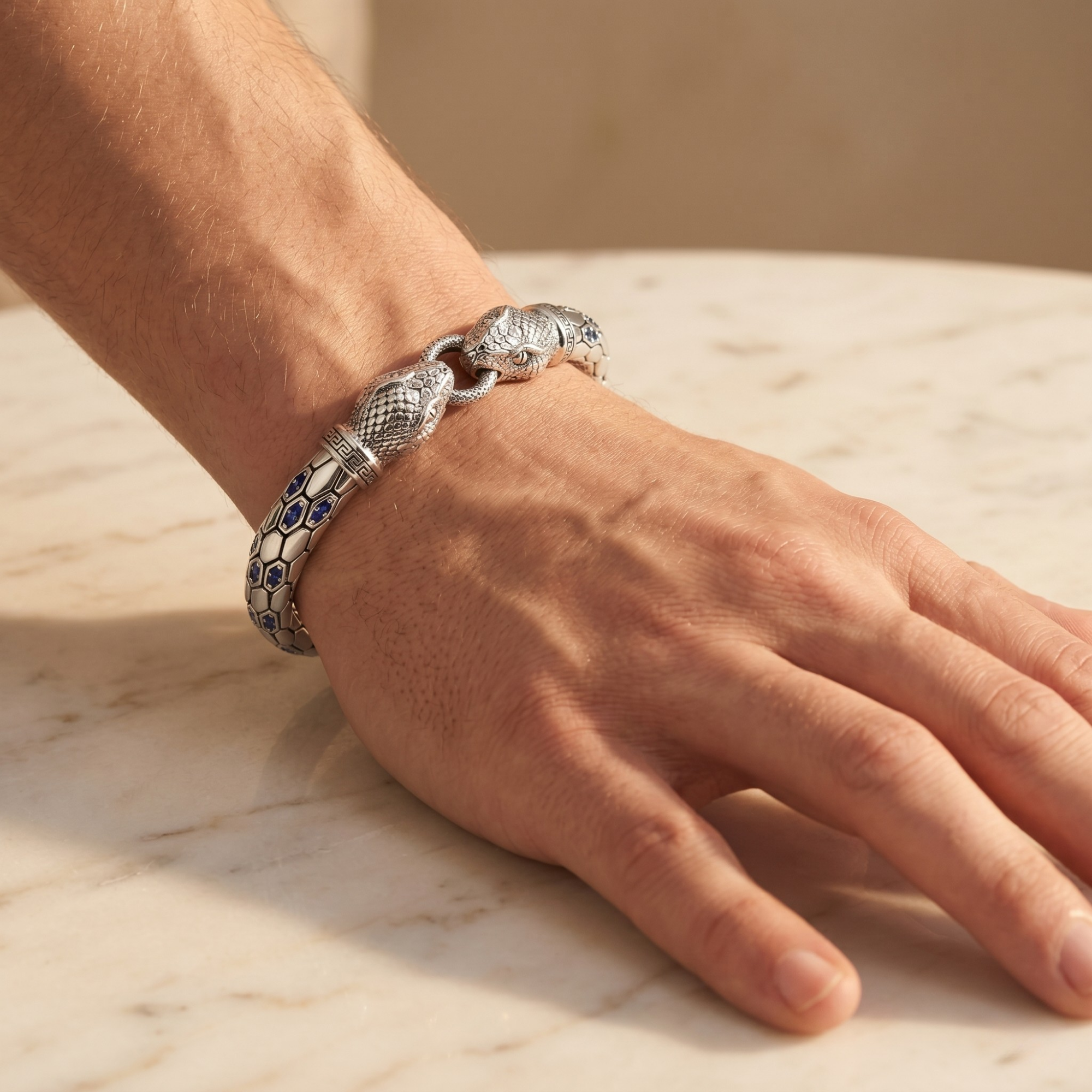 Twin Serpent Royal Bracelet – 925 Silver