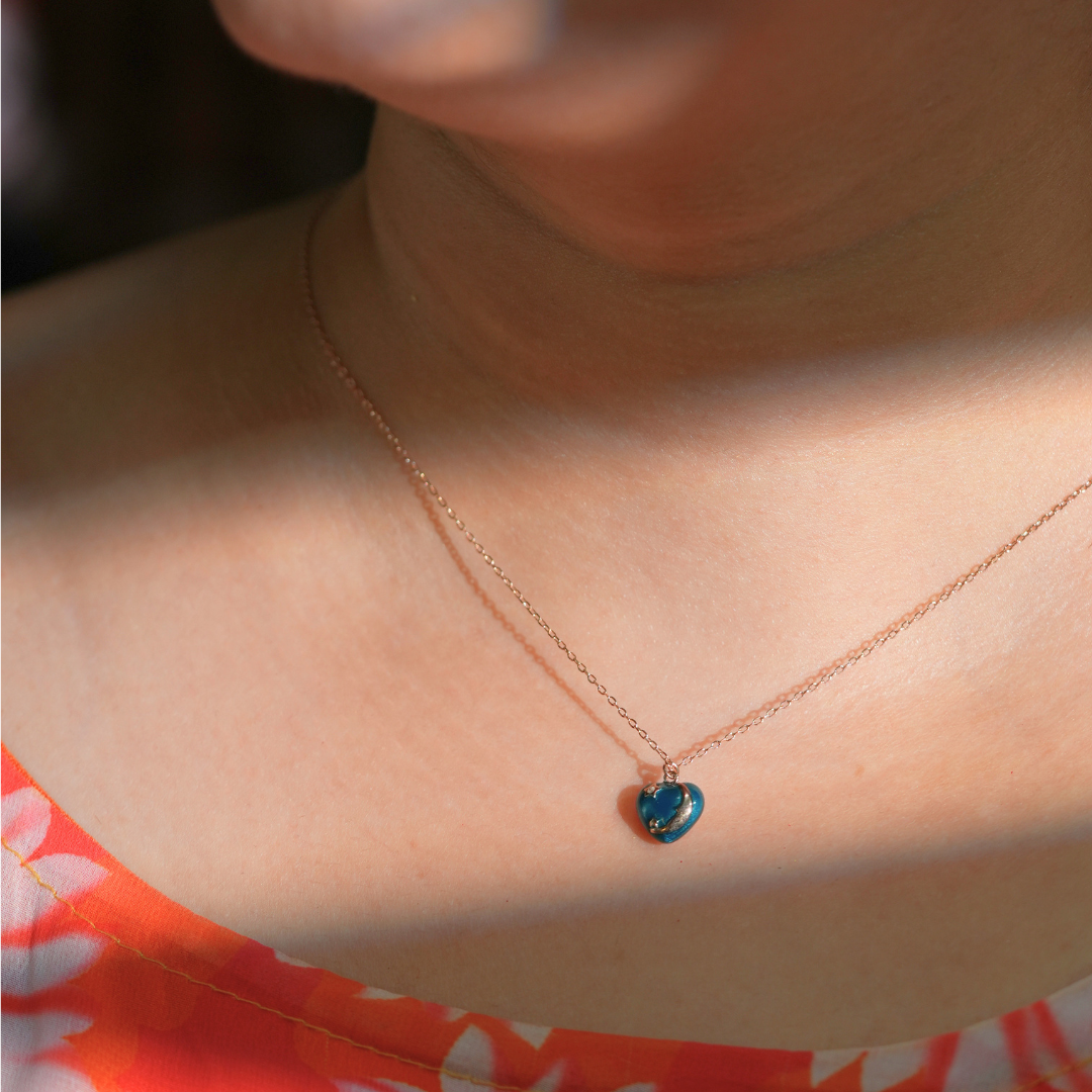 Celestia Heart Pendant – Moon & Star Design