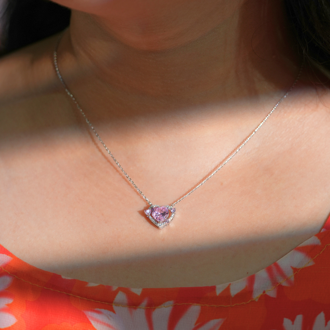 Amora Heart Pendant – Pink Stone Edition
