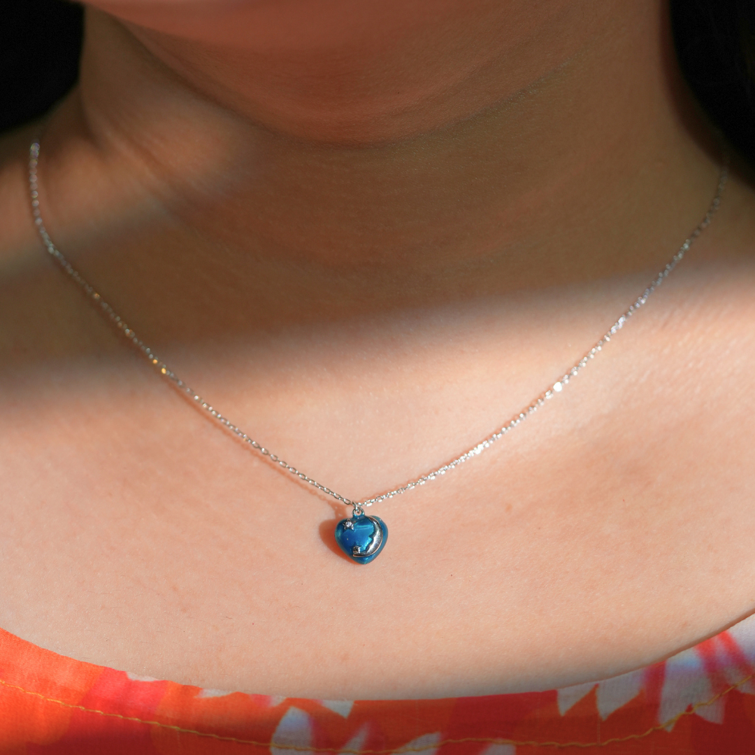 Celestia Heart Pendant – Moon & Star Design