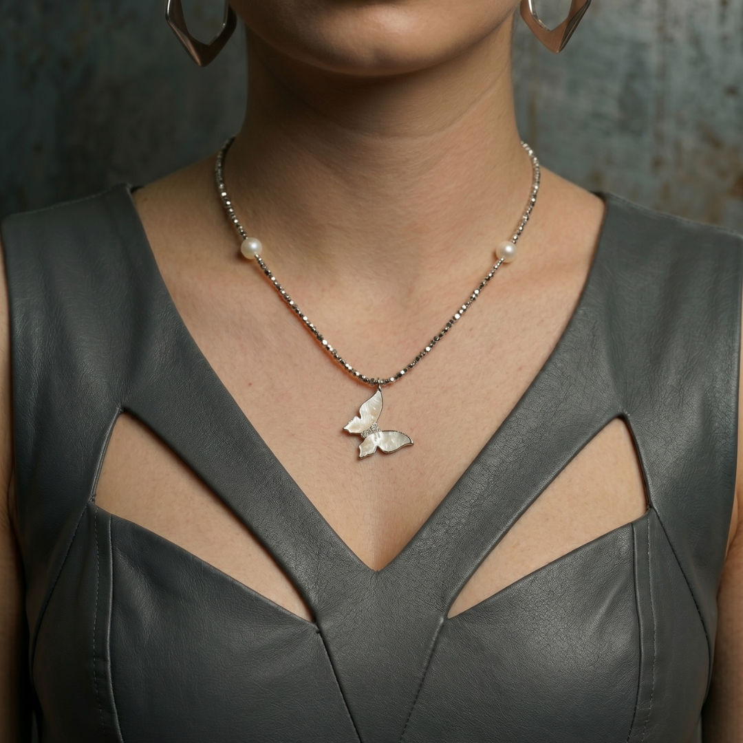 Pearl Flutter Butterfly Necklace
