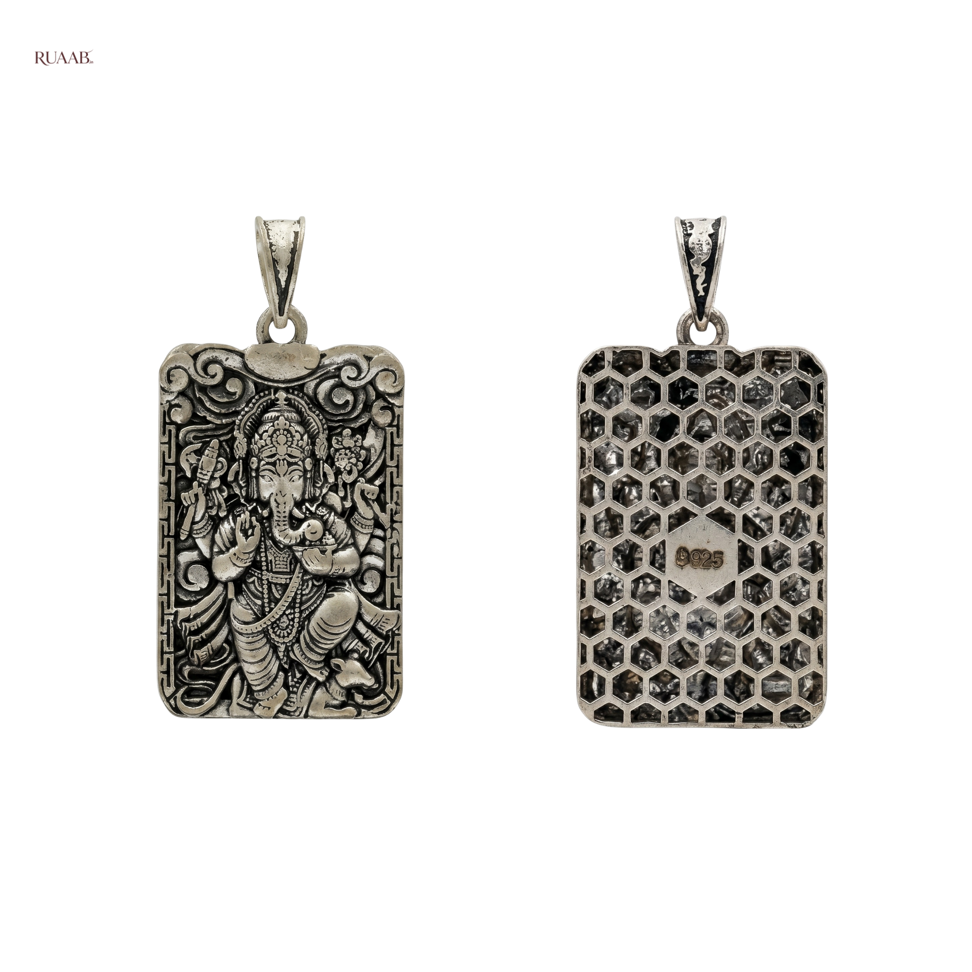 Shree Ganesh Antique Pendant  | 925 Sterling Silver | Spiritual Pendant for Men