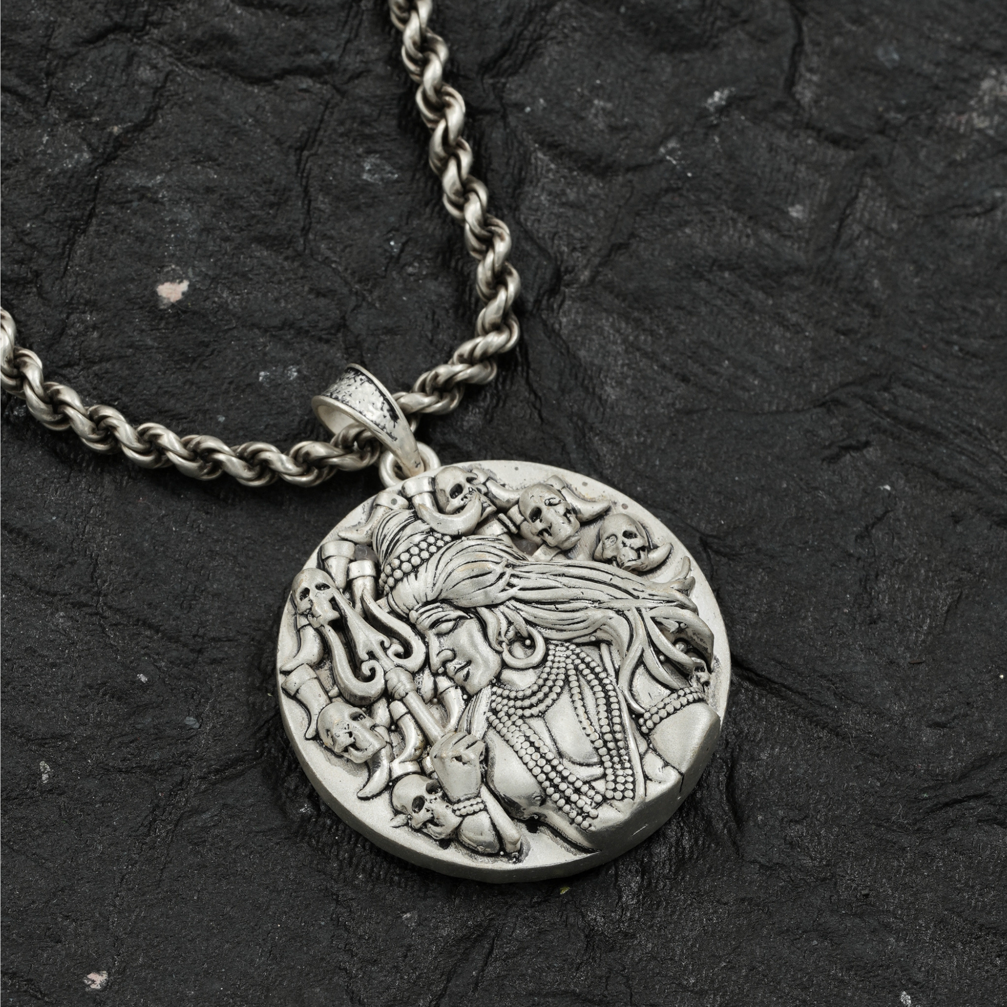 Mahakaal Rudra Antique Pendant  | 925 Sterling Silver | Spiritual Pendant for Men