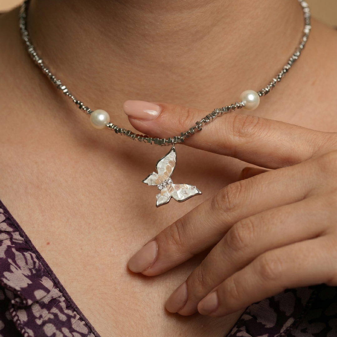 Pearl Flutter Butterfly Necklace