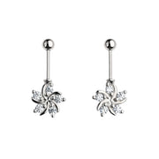 Star Pinwheel Helix Piercing in 925 sterling silver with CZ stones