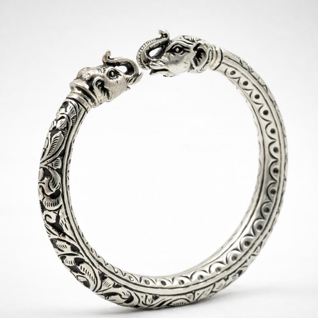 Rajwadi Elephant Kada – Ruaab Exclusive 925 Silver