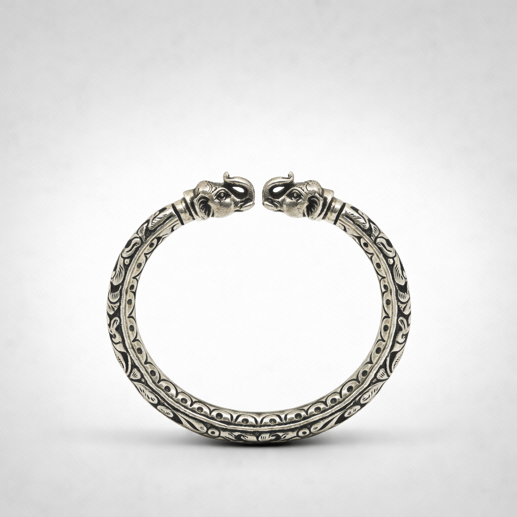 Rajwadi Elephant Kada – Ruaab Exclusive 925 Silver