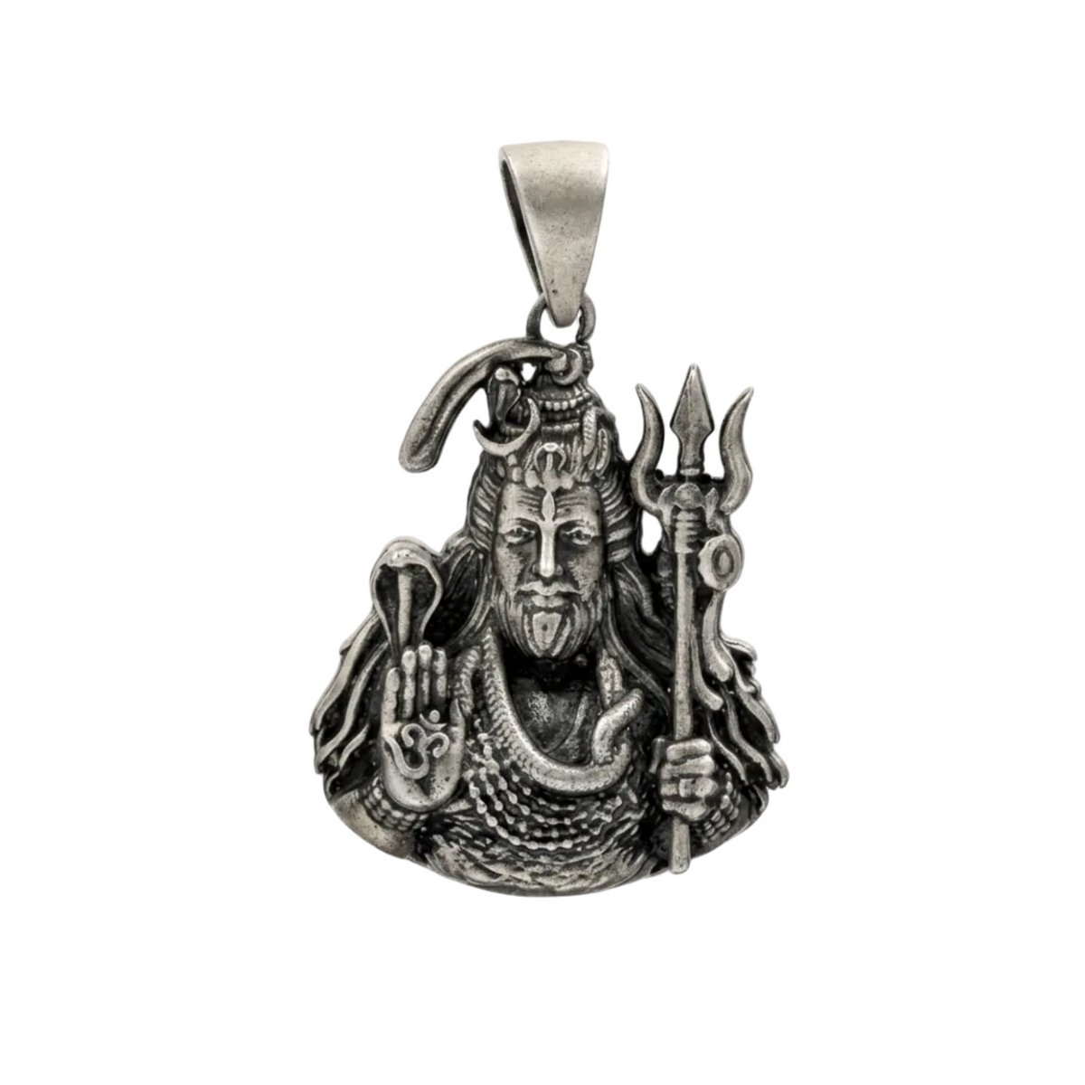 Mahadev Trishul Antique Silver Pendant – 925 Sterling Silver