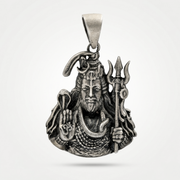 Mahadev Trishul antique pendant in 925 sterling silver, spiritual pendant for men