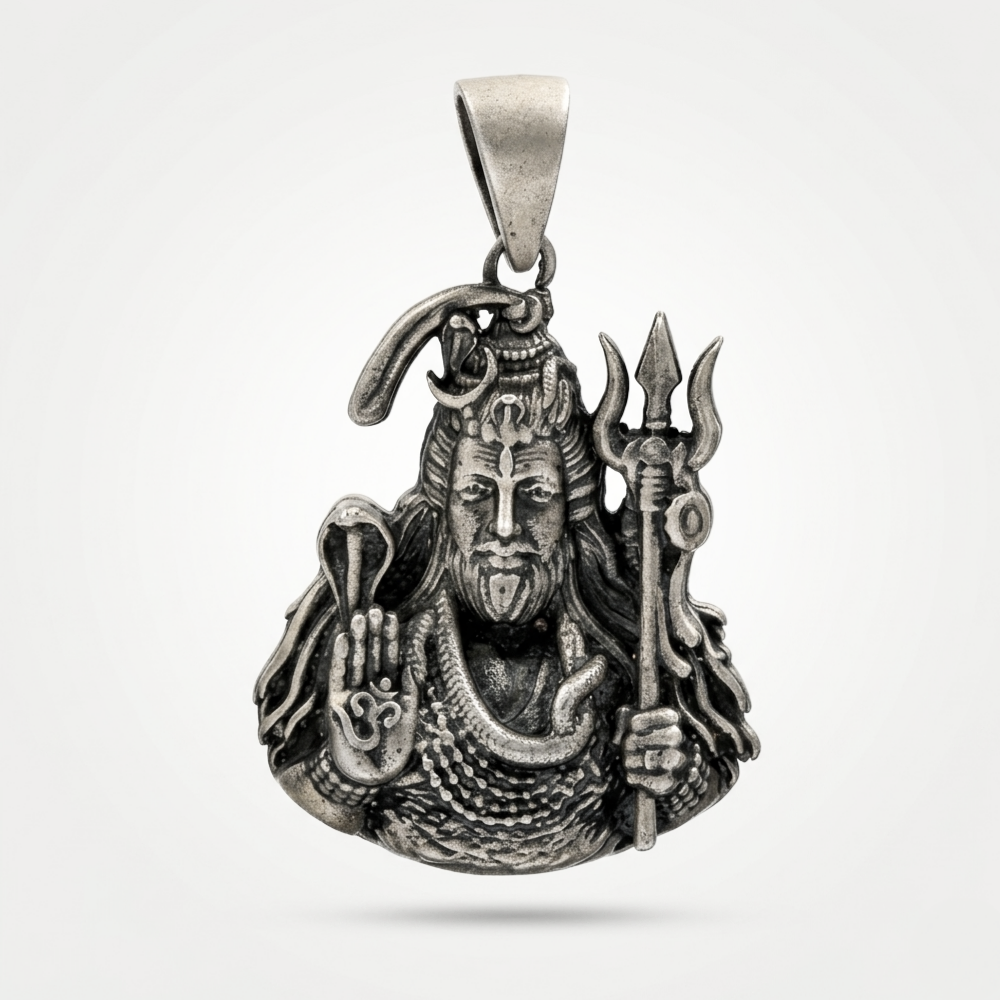 Mahadev Trishul antique pendant in 925 sterling silver, spiritual pendant for men