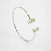Amber Glow open cuff bangle in 925 sterling silver with yellow baguette cubic zirconia